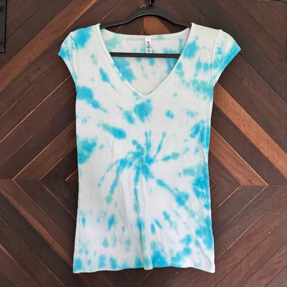 Bella Blue Cap Sleeve Fitted T-Shirt handmade tie dye